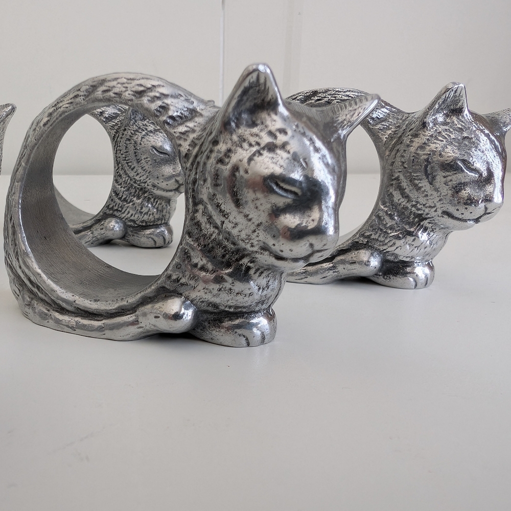 ARTHUR COURT Set of 10 Vtg Sleepy Kitten Cat Napkin Rings Kitty Cats Lover - Picture 9 of 15